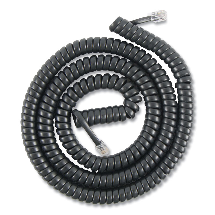 Power Gear Coiled Phone Cord, Plug/Plug, 12 ft, Black (PWG2763986177)