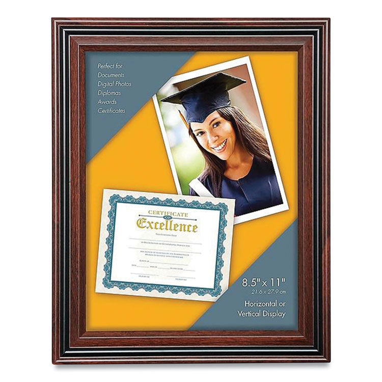 Victory Light Plastic Certificate Frame, 8.5 x 11, Rosewood/Black (VLUVS4501B811)