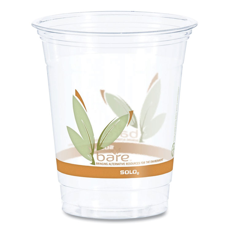 Dart Bare Eco-Forward RPET Cold Cups, Squat, 12 oz to 14 oz, Plastic, Leaf Design, 50/Pack, 20 Packs/Carton (DCCRTP12BARECT)