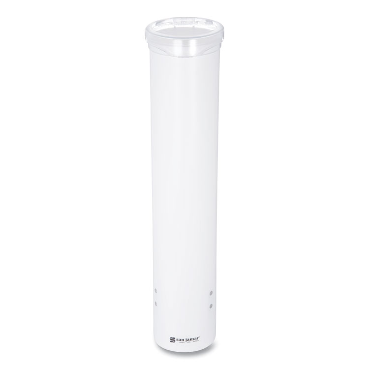 San Jamar Small Pull-Type Water Cup Dispenser, For 5 oz Cups, White (SJMC4160WH)