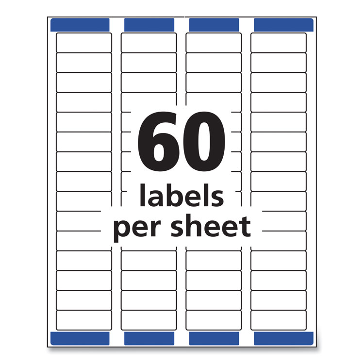 AVE8195 - Avery Easy Peel White Address Labels w/ Sure Feed Technology, Inkjet Printers, 0.66 x 1.75, White, 60/Sheet, 25 Sheets/Pack (AVE8195) - Image 2
