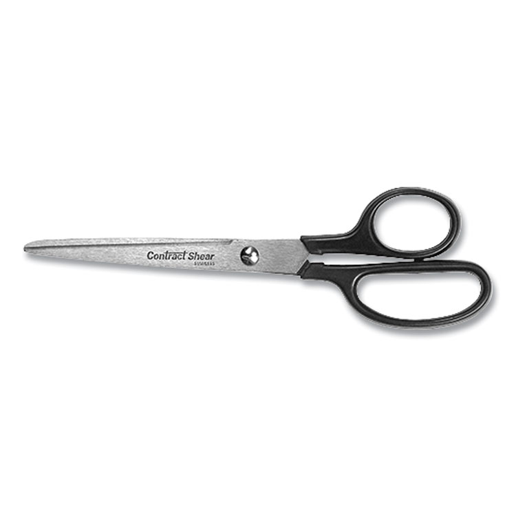Westcott Contract Stainless Steel Standard Scissors, 7" Long, 3.13" Cut Length, Straight Black Handle (WTC10571)