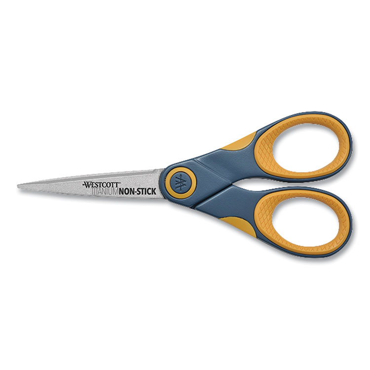 Westcott Non-Stick Titanium Bonded Scissors, 5" Long, Straight Gray/Orange Handle (WTC14881)