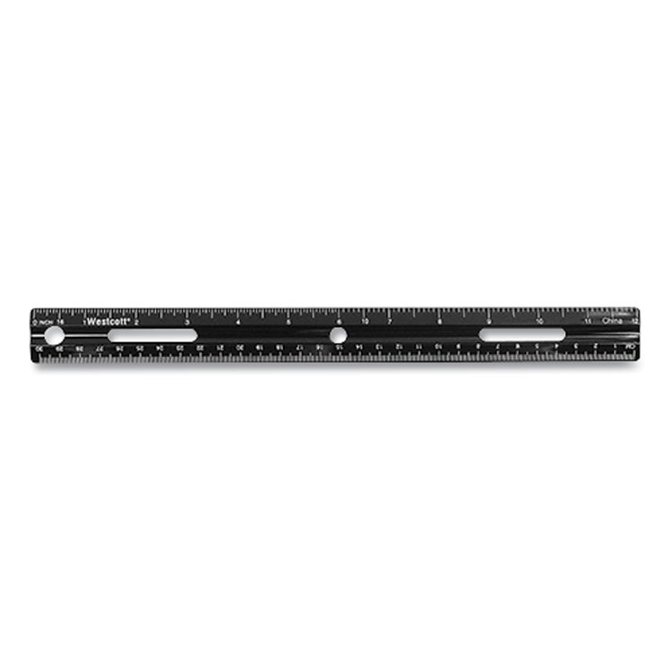 Westcott KleenEarth Recycled Ruler, Standard/Metric, 12" Long, Plastic, Black (WTC41015)