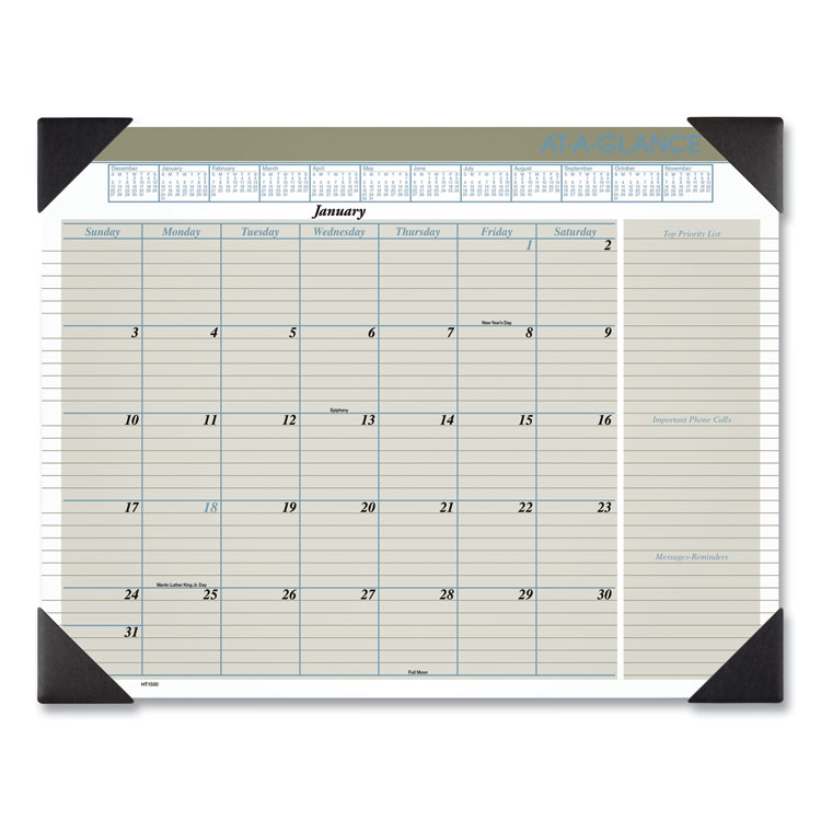 AT-A-GLANCE Executive Monthly Desk Pad Calendar, 22 x 17, White Sheets, Black Corners, 12-Month (Jan to Dec): 2026 (AAGHT1500)