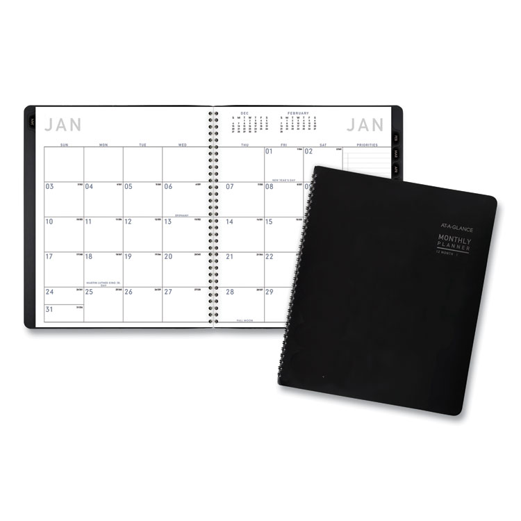 AT-A-GLANCE Contemporary Monthly Planner, Premium Paper, 11 x 9, Black Cover, 12-Month (Jan to Dec): 2026 (AAG70260X05)