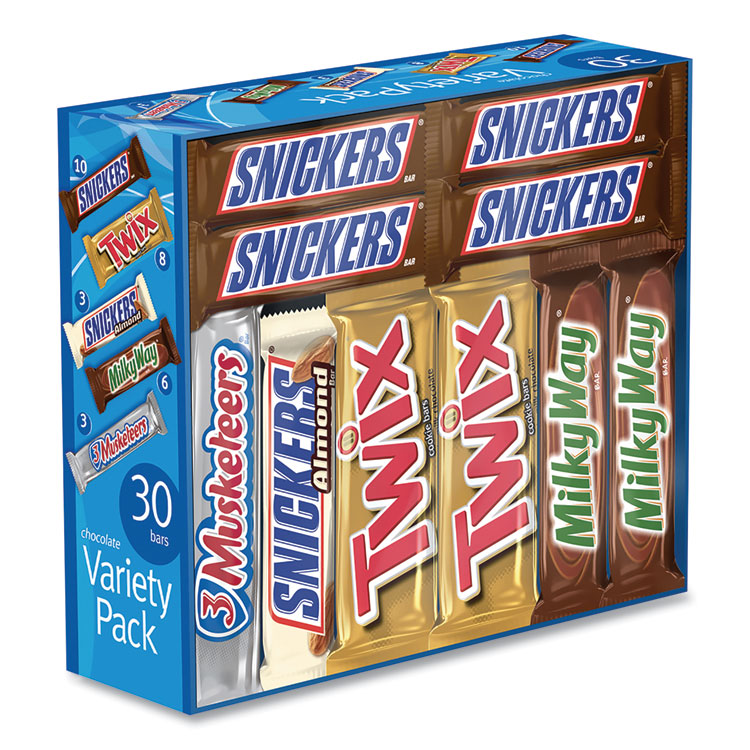MARS Full-Size Candy Bars Variety Pack, Assorted, 30/Box (GRR22000085)