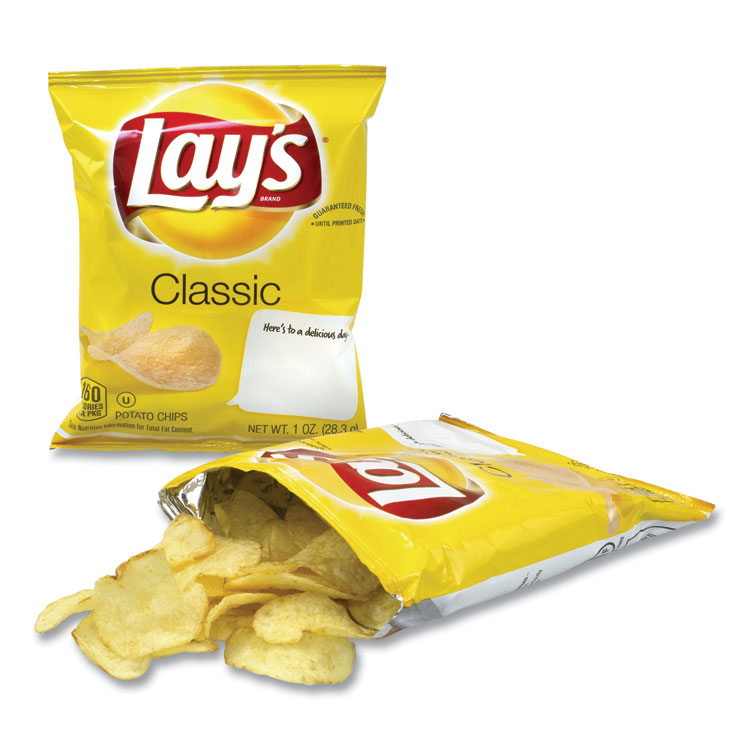 Lay's Regular Potato Chips, Classic Flavor, 1 oz Bag, 50/Carton (GRR22000480)
