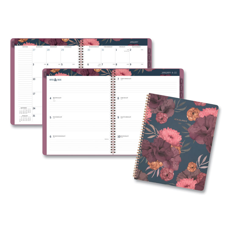 AT-A-GLANCE Dark Romance Weekly/Monthly Planner, Floral Artwork, 11 x 8.5, Multicolor Cover, 13-Month: Jan 2026 to Jan 2027 (AAG5254905)