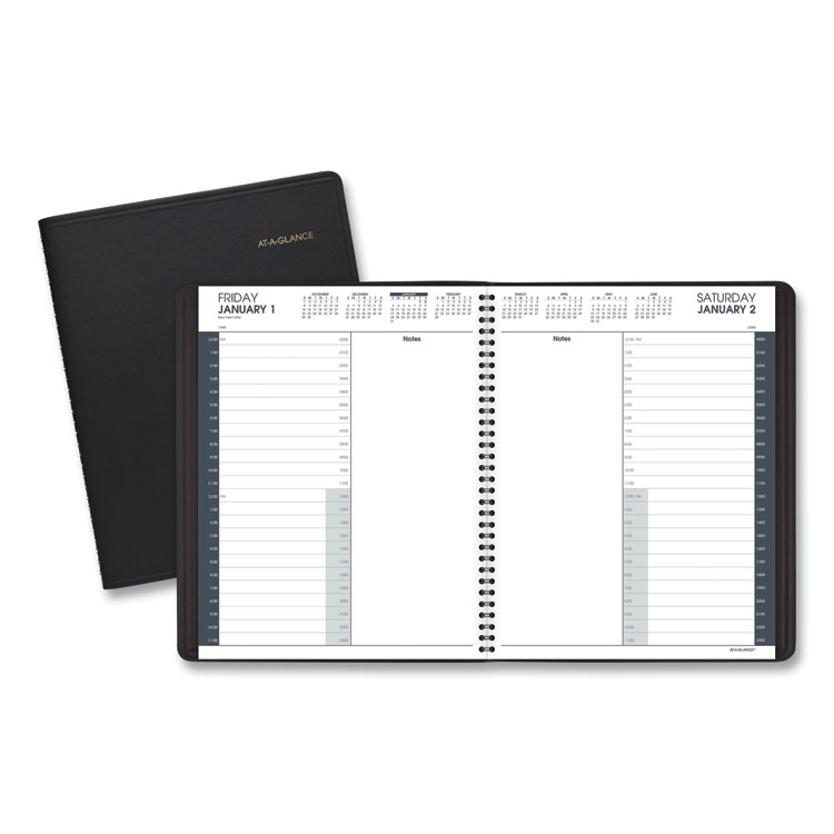 AT-A-GLANCE 24-Hour Daily Appointment Book, 11 x 8.5, Black Cover, 12-Month (Jan to Dec): 2026 (AAG7021405)