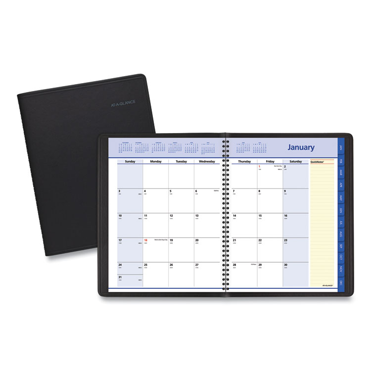 AT-A-GLANCE QuickNotes Monthly Planner, 11 x 8.25, Black Cover, 12-Month (Jan to Dec): 2026 (AAG760605)