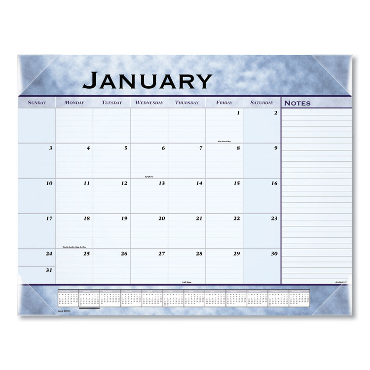 AT-A-GLANCE Slate Blue Desk Pad, 22 x 17, Blue Sheets, Clear Corners, 12-Month (Jan to Dec): 2026 (AAG89701)
