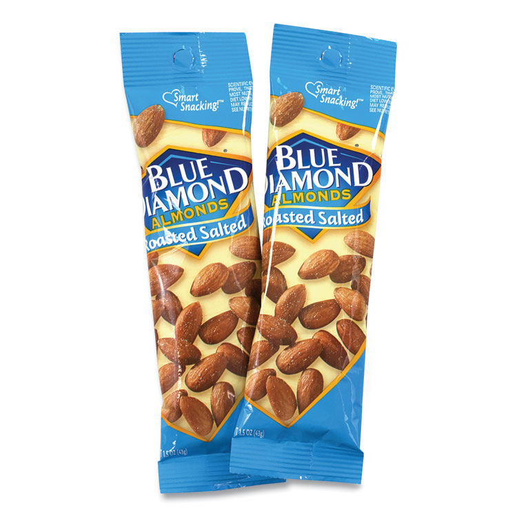Blue Diamond Roasted Salted Almonds, 1.5 oz Tube, 12 Tubes/Carton (GRR22000735)