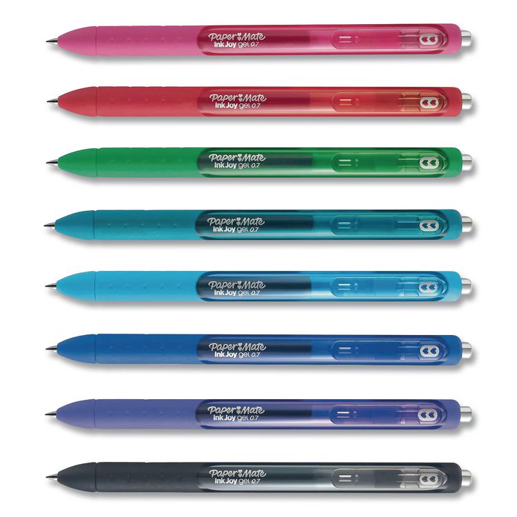 Paper Mate InkJoy Gel Pen, Retractable, Medium 0.7 mm, Assorted Ink and Barrel Colors, 8/Pack (PAP1958946)