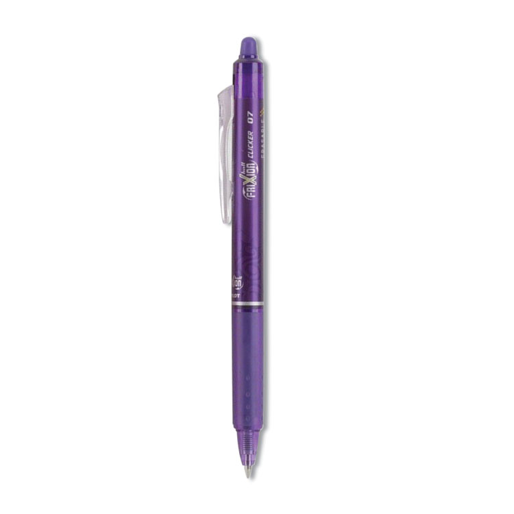 Pilot FriXion Clicker Erasable Gel Pen, Retractable, Fine 0.7 mm, Purple Ink, Purple Barrel, Dozen (PIL31455)