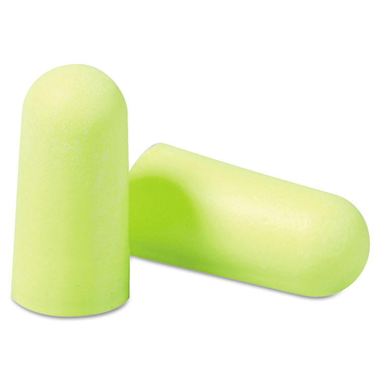 3M E-A-Rsoft Yellow Neon Soft Foam Earplugs, Cordless, Regular Size, 200 Pairs/Box (MMM3121250)