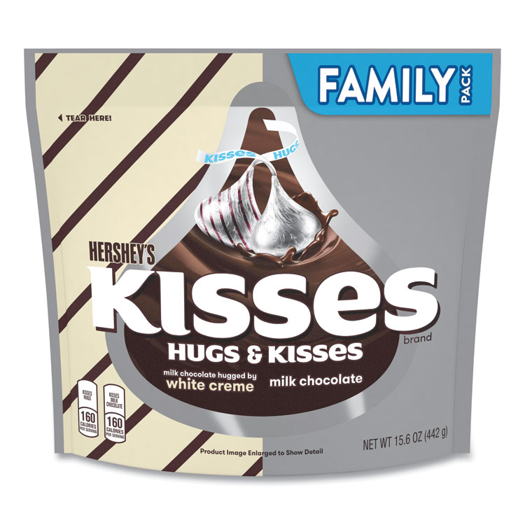Hershey's KISSES and HUGS Family Pack Assortment, 15.6 oz Bag, 3 Bags/Pack (GRR24600405)