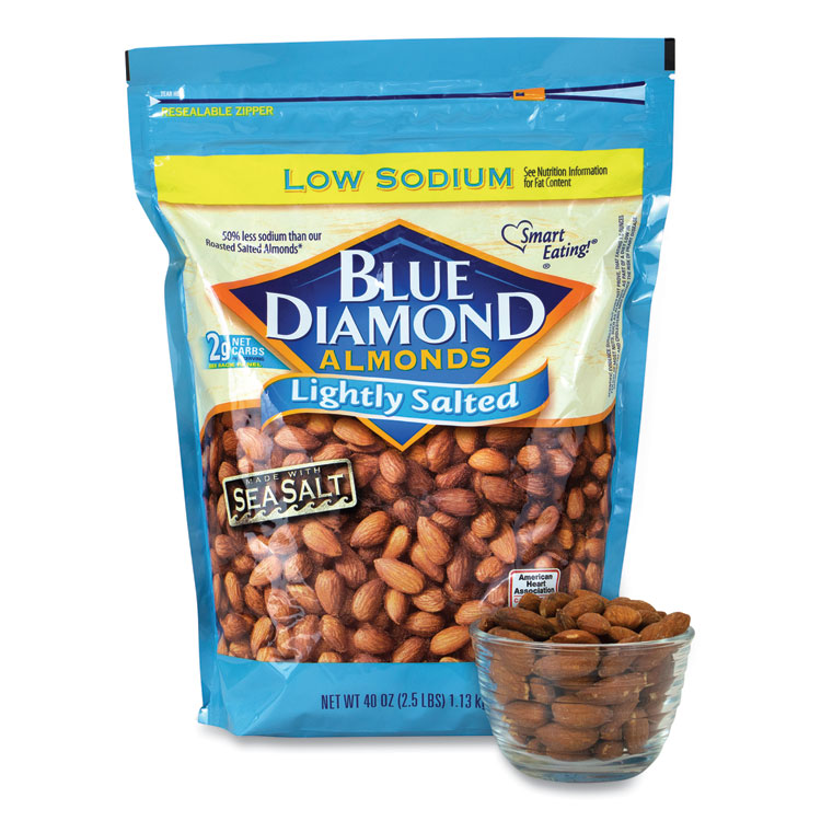 Blue Diamond Low Sodium Lightly Salted Almonds, 10 oz Bag (GRR90000170)