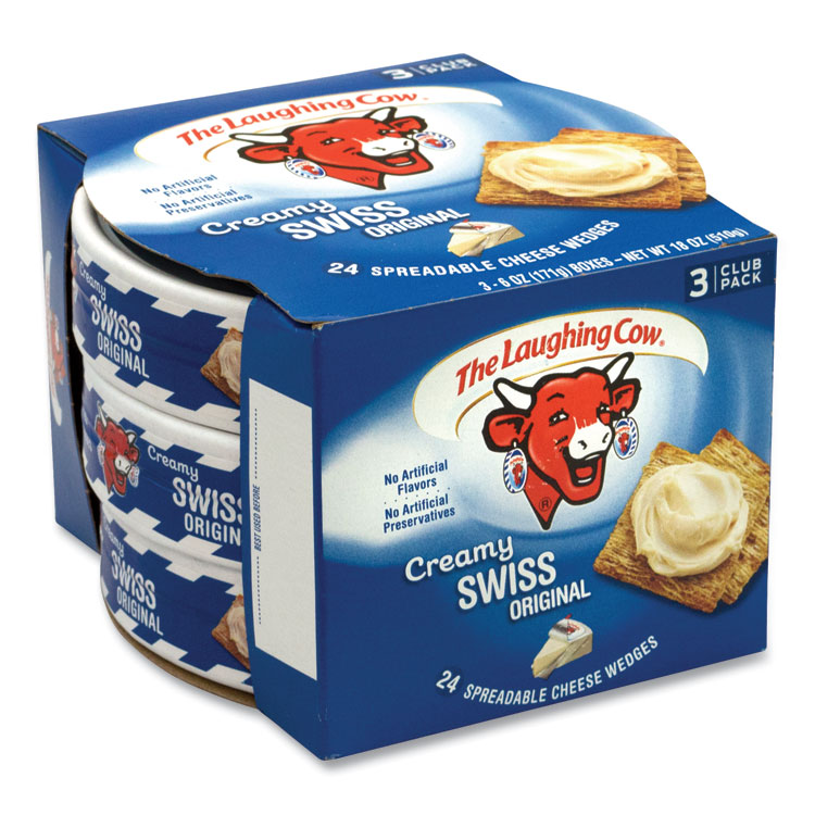 The Laughing Cow Creamy Swiss Wedge, 6 oz Tub, 3 Tubs/Pack (GRR90200065)