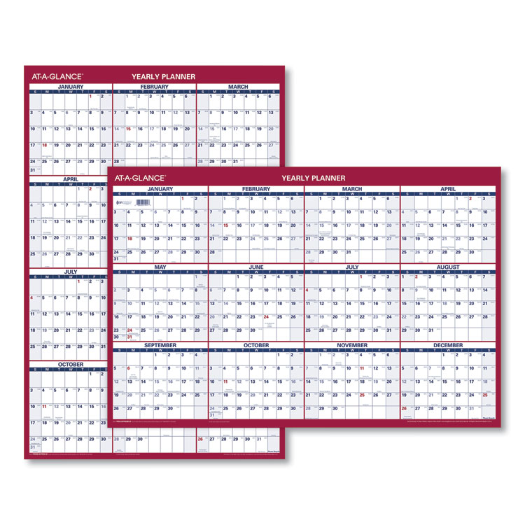 AT-A-GLANCE Erasable Vertical/Horizontal Wall Planner, 32 x 48, White/Blue/Red Sheets, 12-Month (Jan to Dec): 2026 (AAGPM32628)
