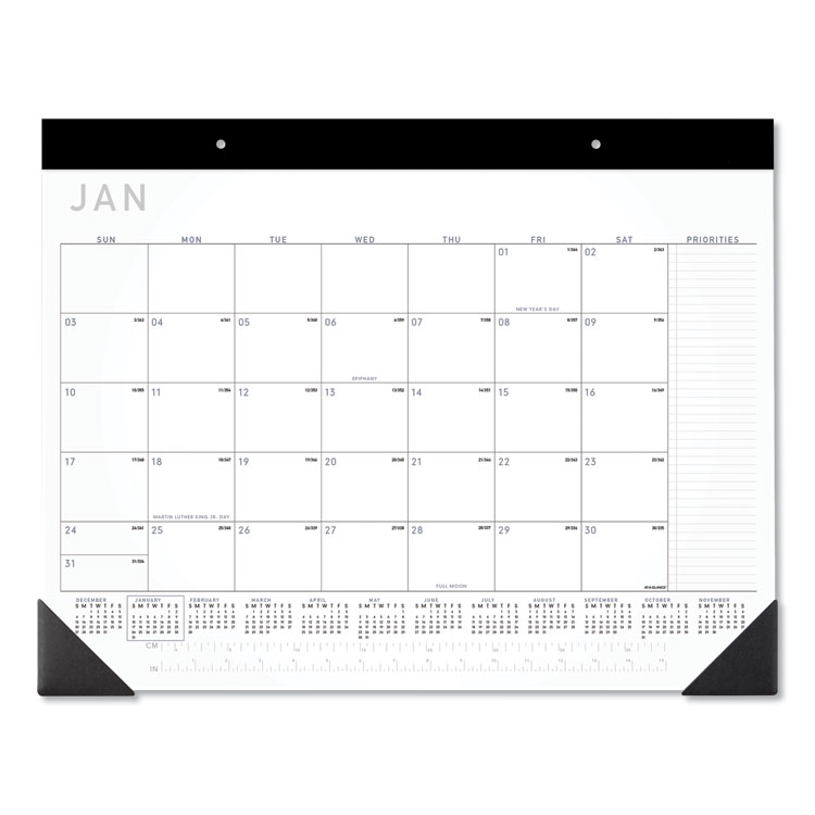 AT-A-GLANCE Contemporary Monthly Desk Pad, 22 x 17, White Sheets, Black Binding/Corners,12-Month (Jan to Dec): 2026 (AAGSK24X00)