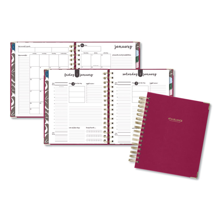 AT-A-GLANCE Harmony Daily Hardcover Planner, 8.75 x 7, Berry Cover, 12-Month (Jan to Dec): 2026 (AAG609980659)