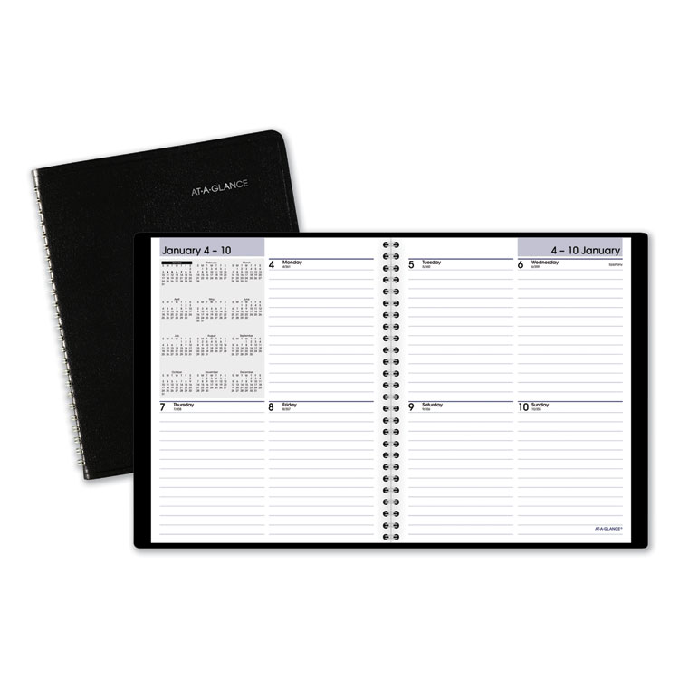 AT-A-GLANCE DayMinder Open-Schedule Weekly Appointment Book, 8.75 x 7, Black Cover, 12-Month (Jan to Dec): 2026 (AAGG53500)