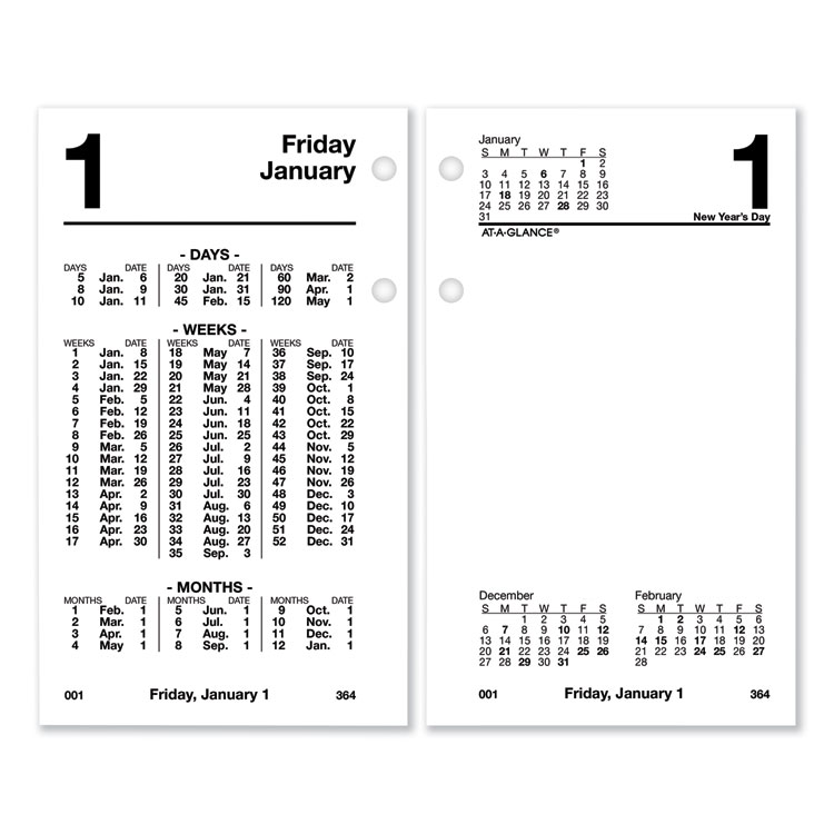 AT-A-GLANCE Financial Desk Calendar Refill, 3.5 x 6, White Sheets, 12-Month (Jan to Dec): 2026 (AAGS17050)