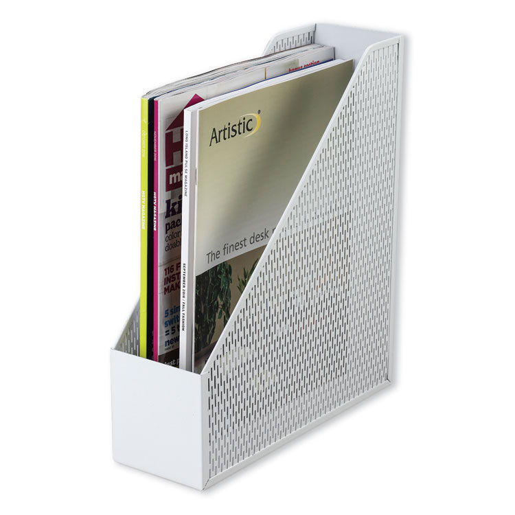 Artistic Urban Collection Punched Metal Magazine File, 3.5 x 10 x 11.5, White (AOPART20004WH)