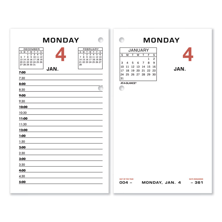 AT-A-GLANCE Two-Color Desk Calendar Refill, 3.5 x 6, White Sheets, 12-Month (Jan to Dec): 2026 (AAGE01750)