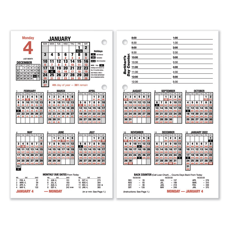 AT-A-GLANCE Burkhart's Day Counter Desk Calendar Refill, 4.5 x 7.38, White Sheets, 12-Month (Jan to Dec): 2026 (AAGE71250)