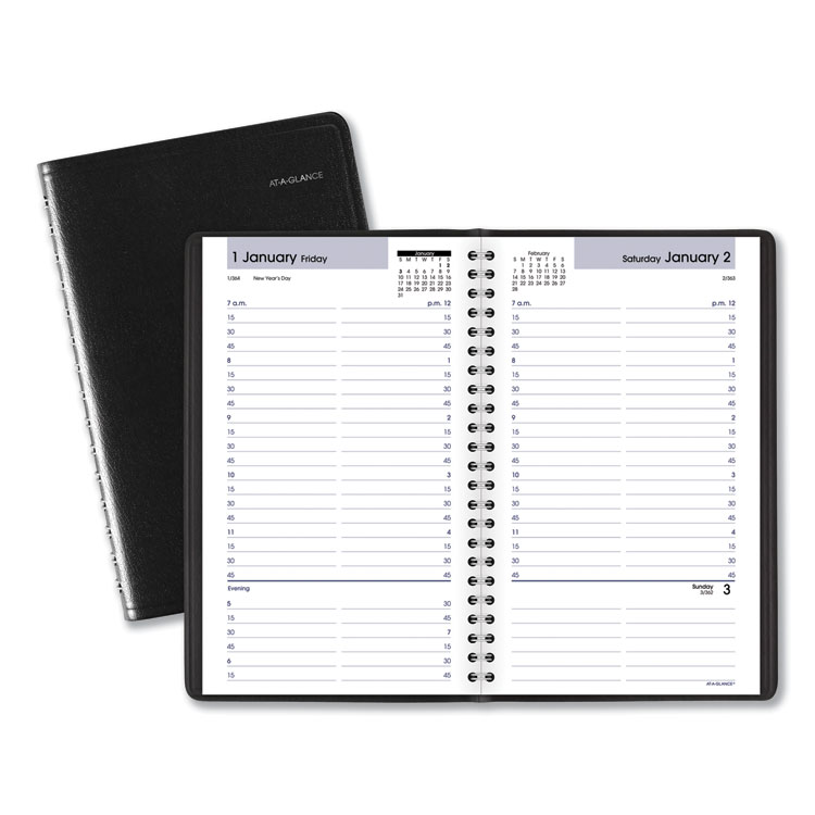 AT-A-GLANCE DayMinder Daily Appointment Book, 8.5 x 5.5, Black Cover, 12-Month (Jan to Dec): 2026 (AAGG10000)