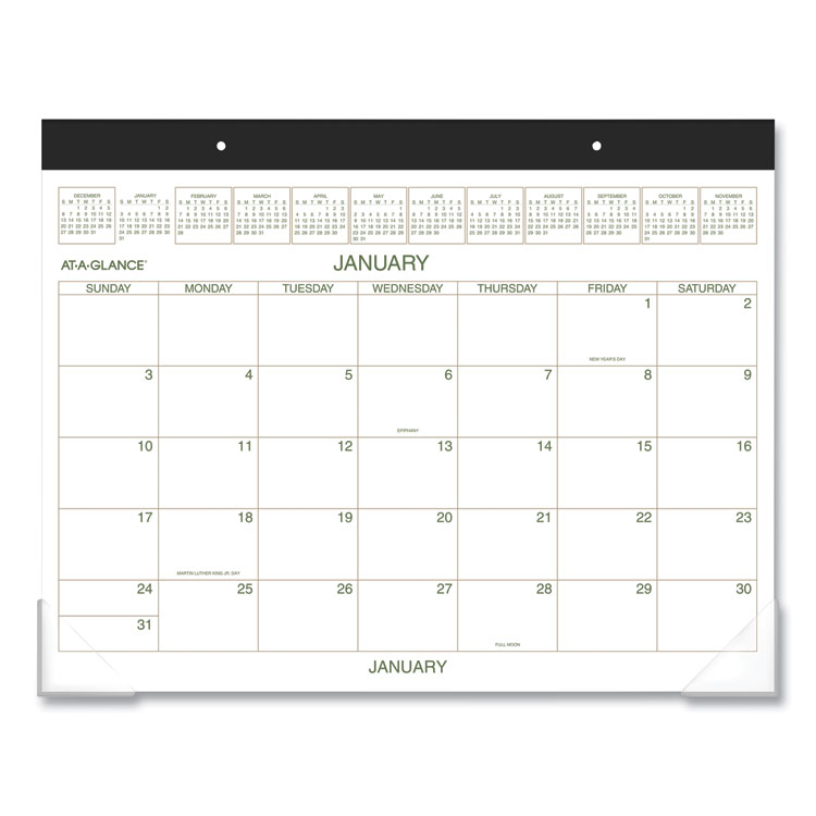 AT-A-GLANCE Two-Color Desk Pad, 21.75 x 17, White Sheets, Black Binding, Clear Corners, 12-Month (Jan to Dec): 2026 (AAGGG250000)