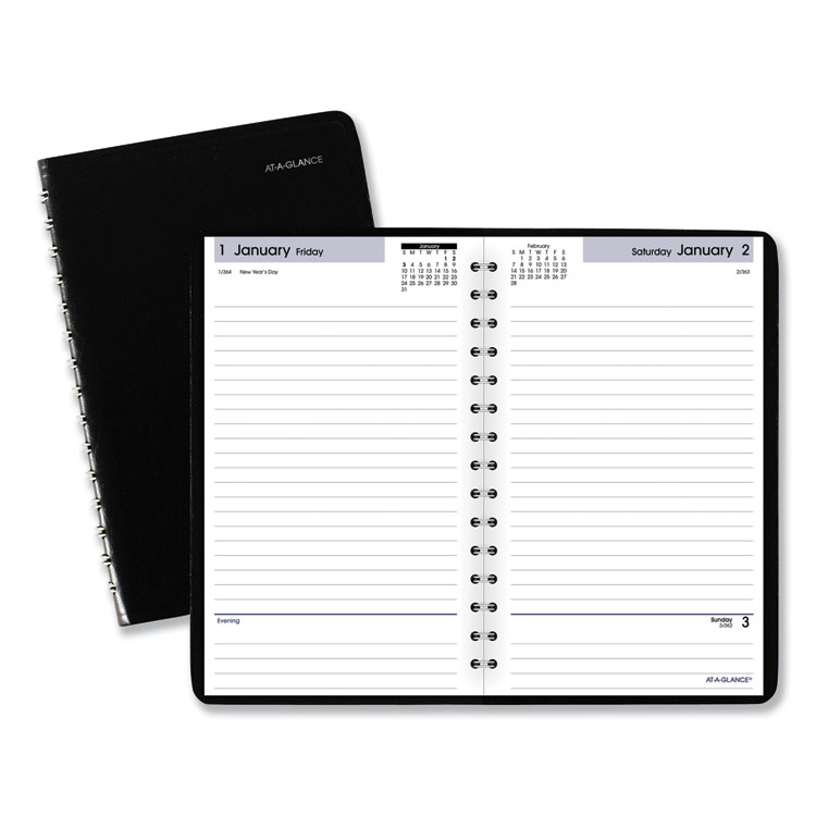 AT-A-GLANCE DayMinder Daily Appointment Book, 8 x 5, Black Cover, 12-Month (Jan to Dec): 2026 (AAGSK4600)