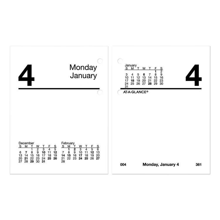 AT-A-GLANCE Compact Desk Calendar Refill, 3 x 3.75, White Sheets, 12-Month (Jan to Dec): 2026 (AAGE91950)