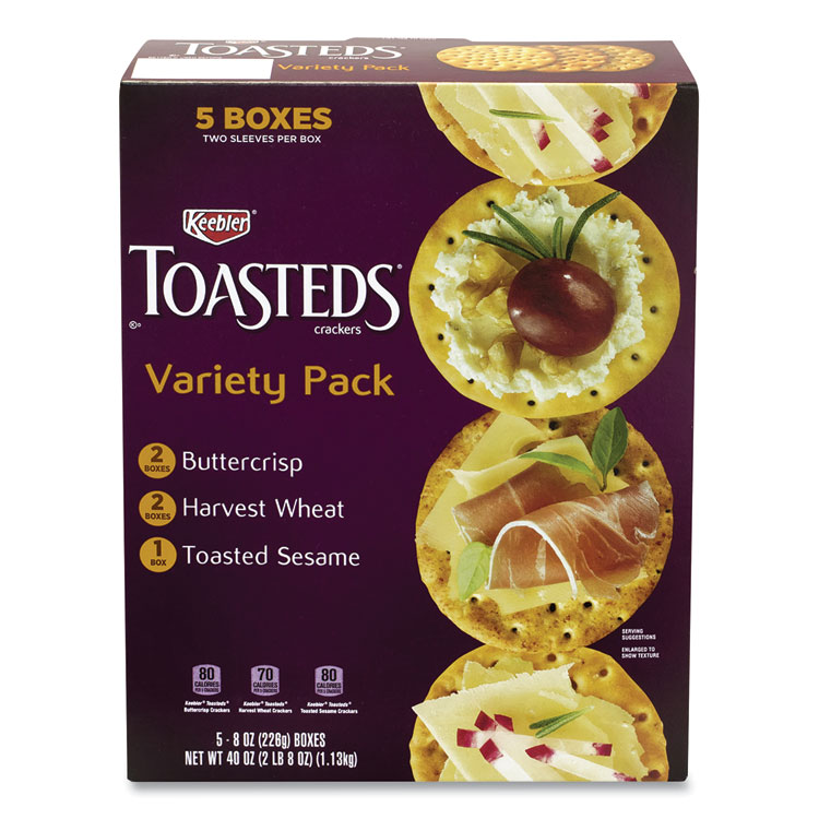Keebler Toasteds Party Pack Cracker Assortment, 8 oz Box, 5 Assorted Boxes/Carton (GRR90000116)