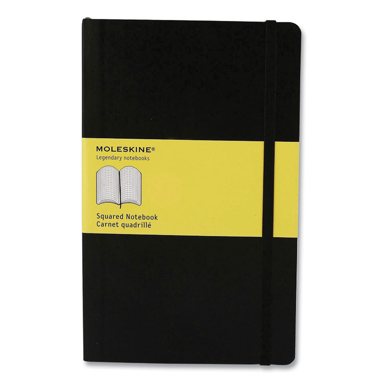 Moleskine Hard Cover Notebook, 1-Subject, Quadrille Rule, Black Cover, (120) 8.25 x 5 Sheets (HBG701139)