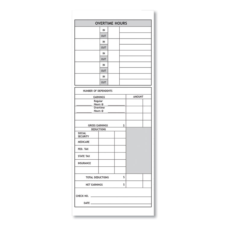 Pyramid Technologies Time Clock Cards for Pyramid Technologies 1000/2000, Two Sides, 3.5 x 9, 100/Pack (PTI33111)
