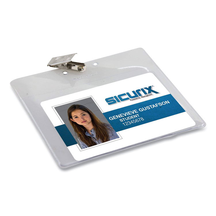 SICURIX SICURIX Badge Holder, Horizontal, 3 x 4, Clear, 50/Pack (SRXBAU67840)