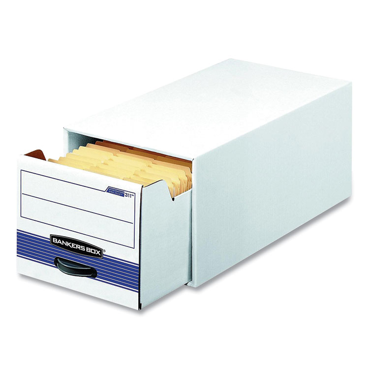 Bankers Box STOR/DRAWER Basic Space-Savings Storage Drawers, Legal Files, 16.75 x 19.5 x 11.5, White/Blue (FEL00722EA)