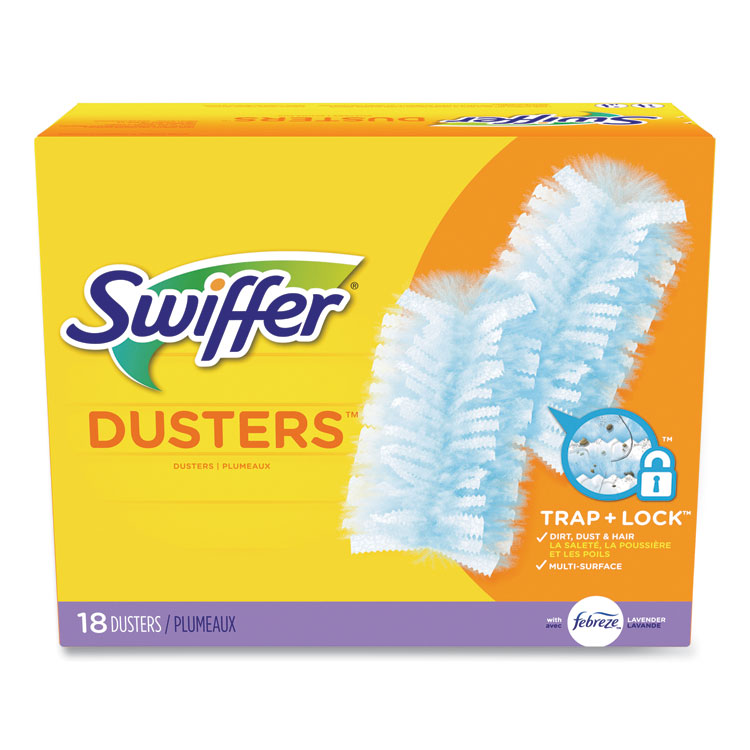 Swiffer Dusters Refill, Dust Lock Fiber, Lavender Scent, Light Blue, 18/Box (PGC99037)