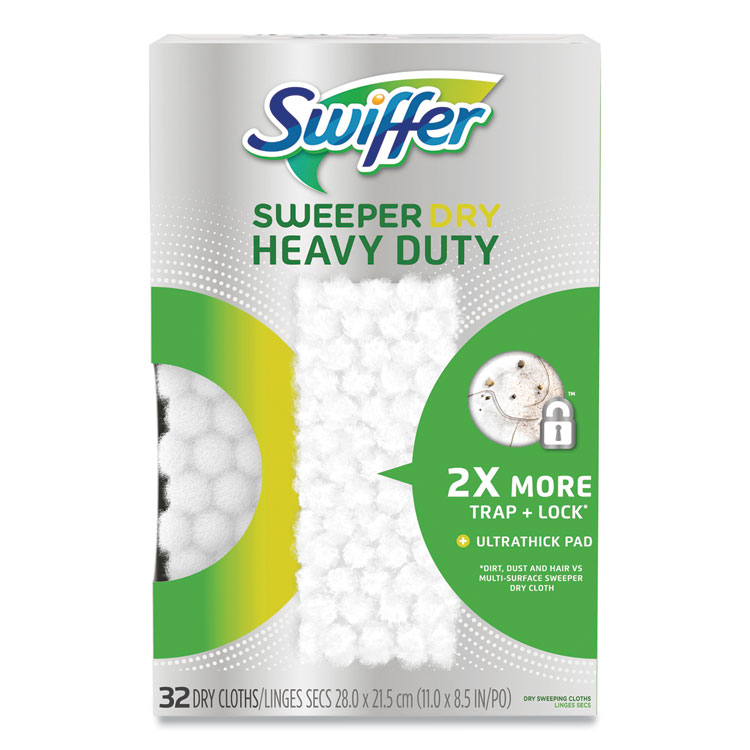 Swiffer Heavy-Duty Dry Refill Cloths, 11 x 8.5, White, 32/Pack (PGC77198)