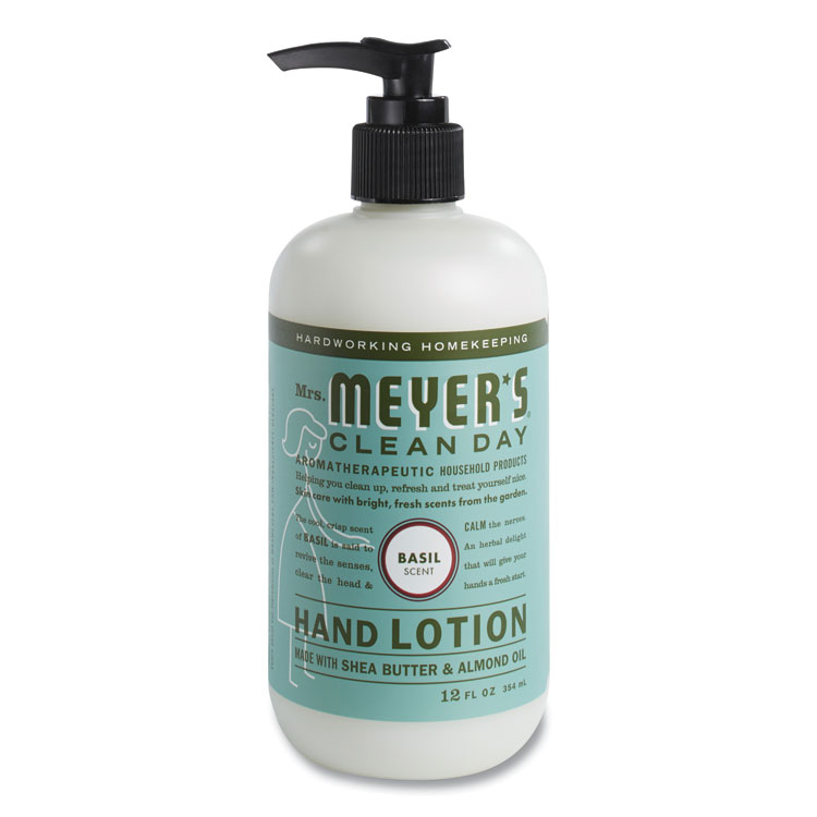 Mrs. Meyer's Clean Day Hand Lotion, 12 oz Pump Bottle, Basil (SJN686591)