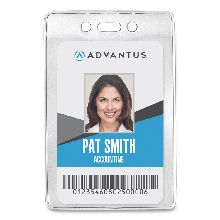 Advantus Security ID Badge Holders, Vertical, Pre-Punched for Chain/Clip, Clear, 2.63" x 4.38" Holder, 2.38" x 3.75" Insert, 50/Box (AVT75419)