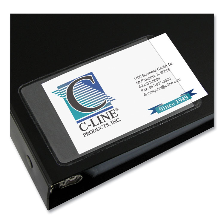 C-Line Self-Adhesive Business Card Holders, Side Load, 2 x 3.5, Clear, 10/Pack (CLI70238)