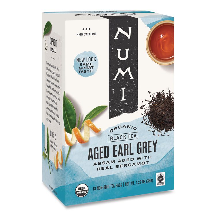 Numi Organic Teas and Teasans, 1.27 oz, Aged Earl Grey, 18/Box (NUM10170)