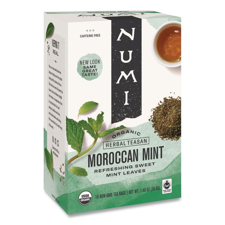 Numi Organic Teas and Teasans, 1.4 oz, Moroccan Mint, 18/Box (NUM10104)