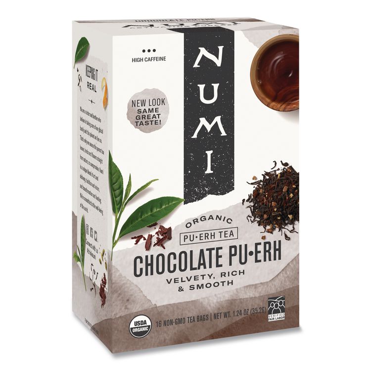 Numi Organic Tea, Chocolate Puerh, 16/Box (NUM10360)