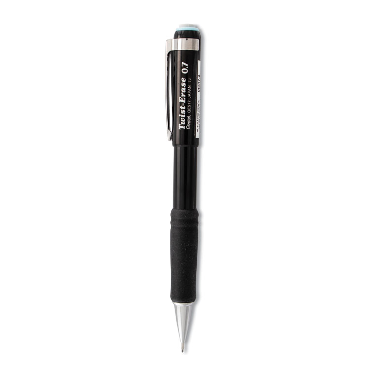 Pentel Twist-Erase III Mechanical Pencil, 0.7 mm, HB (#2), Black Lead, Black Barrel (PENQE517A)