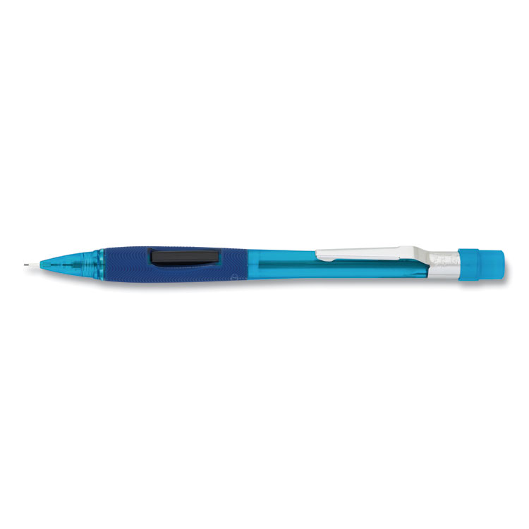 Pentel Quicker Clicker Mechanical Pencil, 0.5 mm, HB (#2), Black Lead, Transparent Blue Barrel (PENPD345TC)